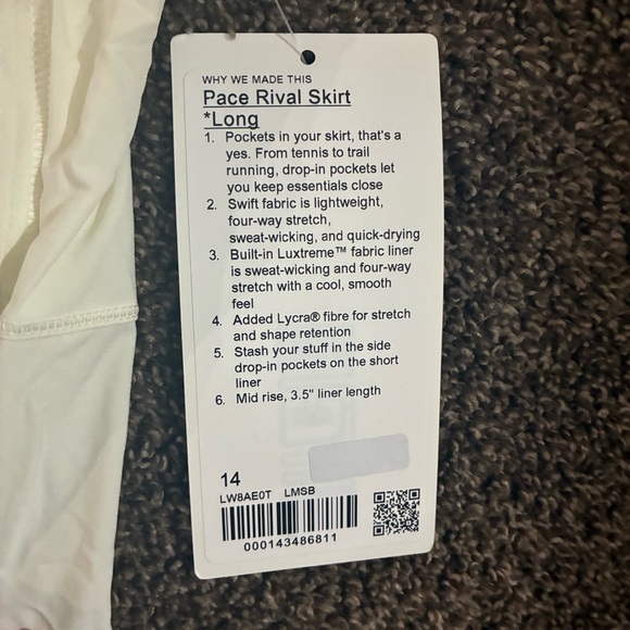 NWT Lululemon Pace Rival Mid-Rise Skirt *Long, Size 14 - Picture 4 of 5